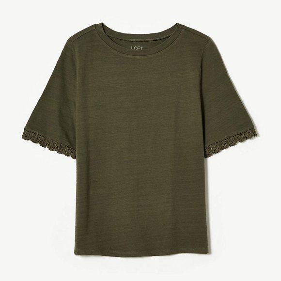 LOFT Outlet Lace Sleeve Tee - Picture 1 of 1